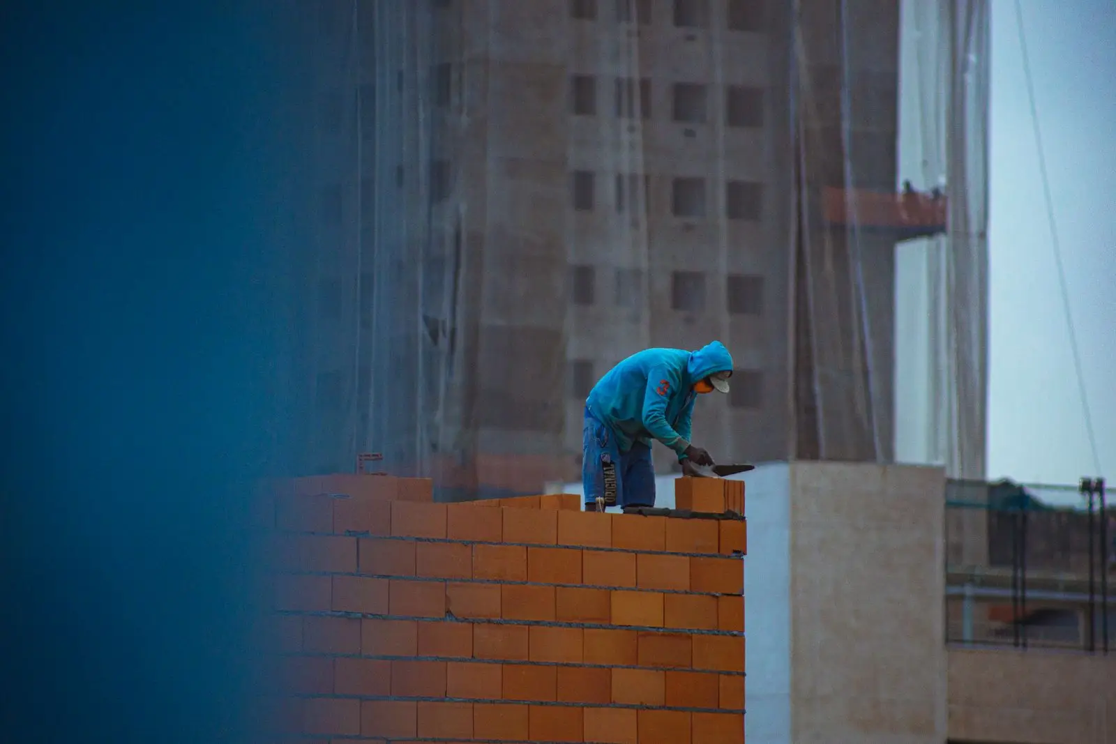 Chantier de maçonnerie en cours