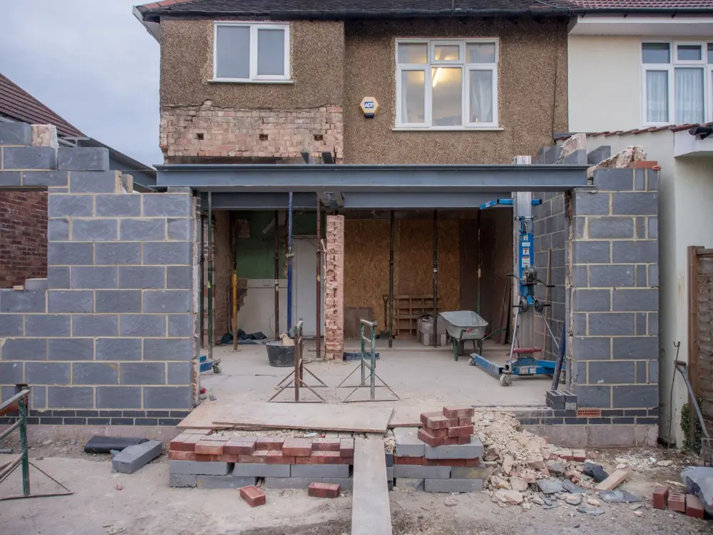 Extension de maison en maçonnerie (photo d'illustration)